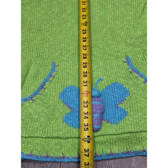 NWT Quacker Factory Embroidered butterfly knit top w/ hood Green Small A004004 - Picture 2 of 10